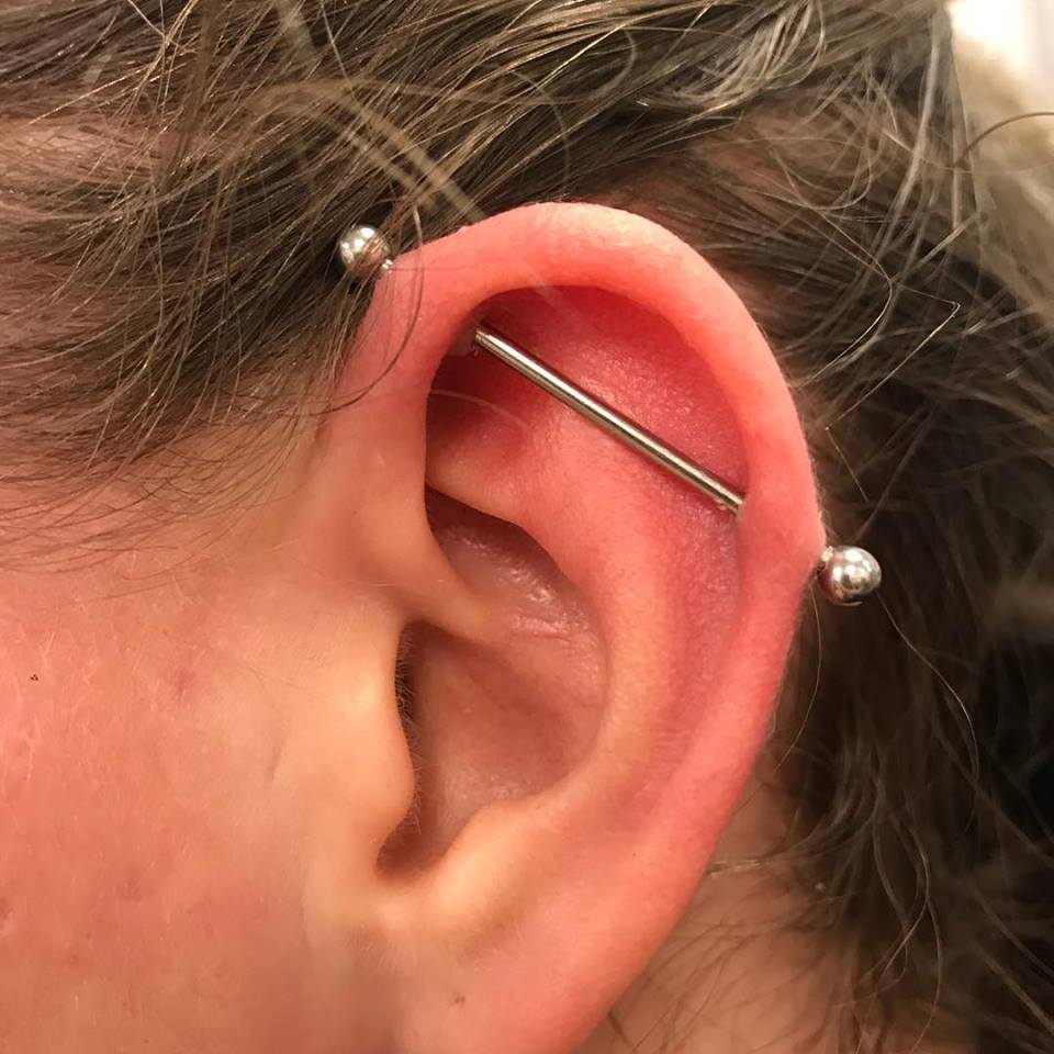 Industrial piercing ear øre cartilage barbell