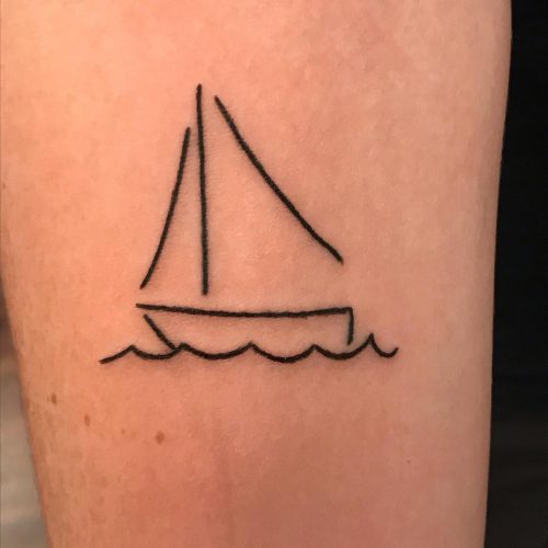 linework ship tattoo skib tatovering stregtegning