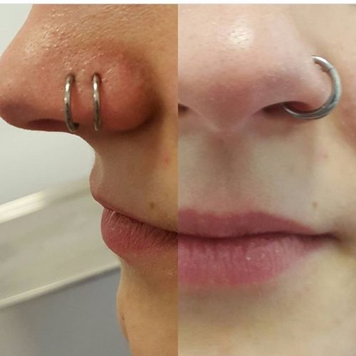dobbelt næsefløj piercing nose double segment