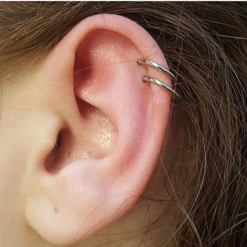 dobbelt helix piercing double cartilage ørekant segment ring