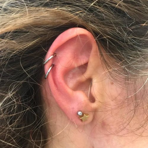 dobbelt helix piercing double cartilage ørekant segment ring