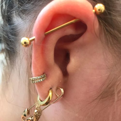 goldline Industrial piercing ear øre cartilage barbell