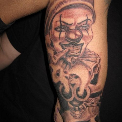 Chicano gangster klovn clown tattoo tatovering