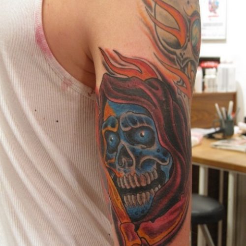 kranie tatovering farver colour tattoo skull